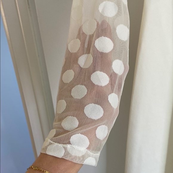 White Polka Dot Long Sleeve Dress - Picture 5 of 6